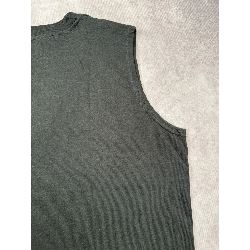 VTG Nike V-Neck Sleeveless Shirt Mens S Black Made in USA Swoosh Logo Gym 90s